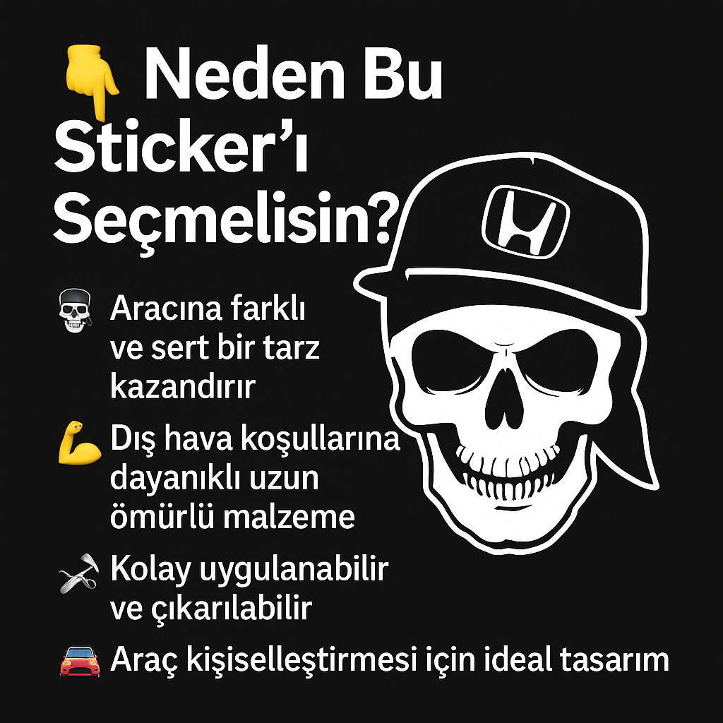 Sticker Master Honda Kurukafa Sticker Oto Araç Çıkartma Etiket 20 Cm