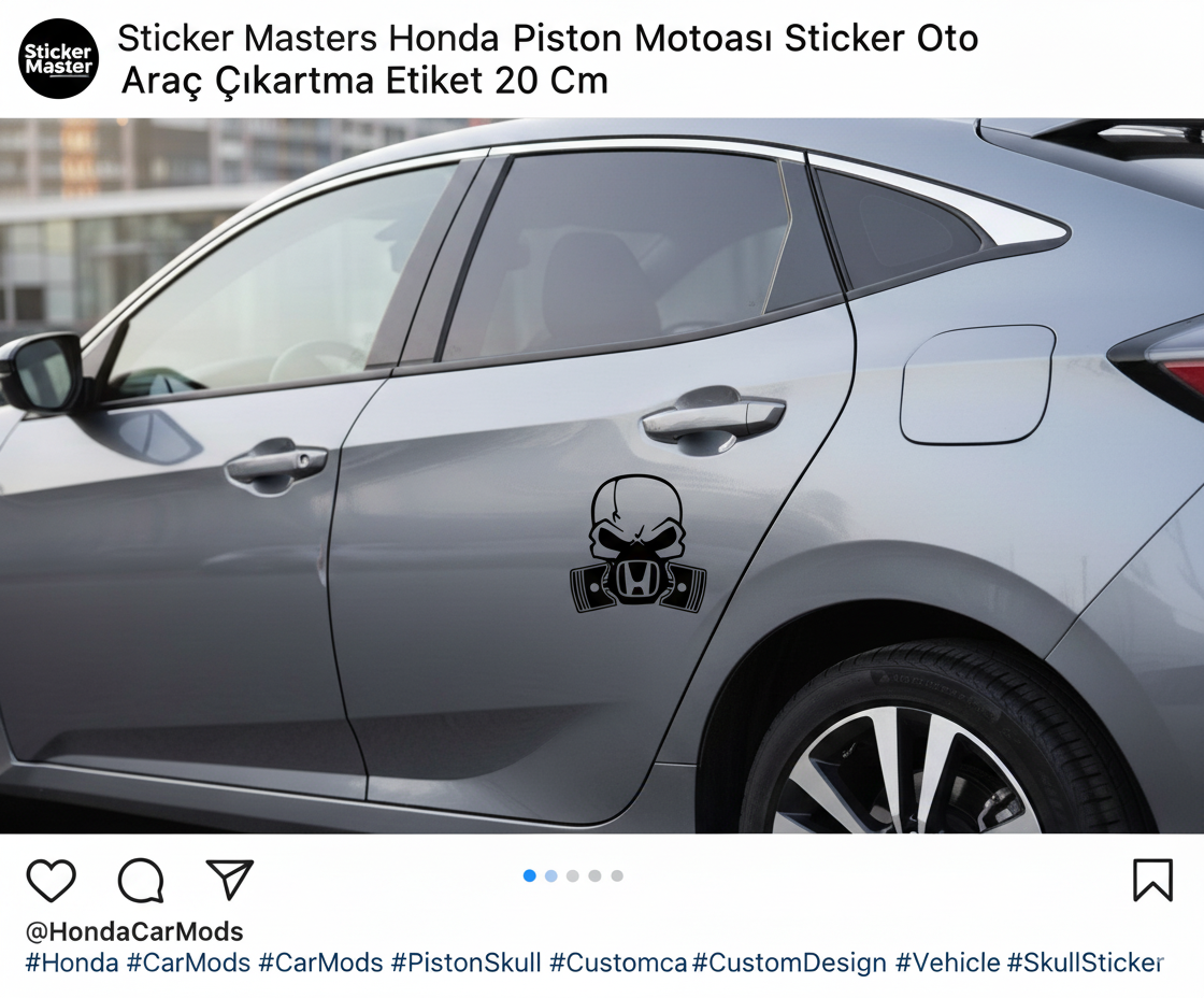 Sticker Masters Honda Piston Motor Sticker Oto Araç Çıkartma Etiket 20 Cm