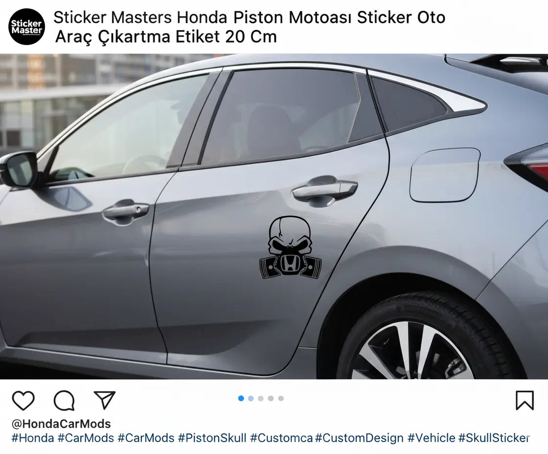 Sticker Masters Honda Piston Motor Sticker Oto Araç Çıkartma Etiket 20 Cm Sticker Master