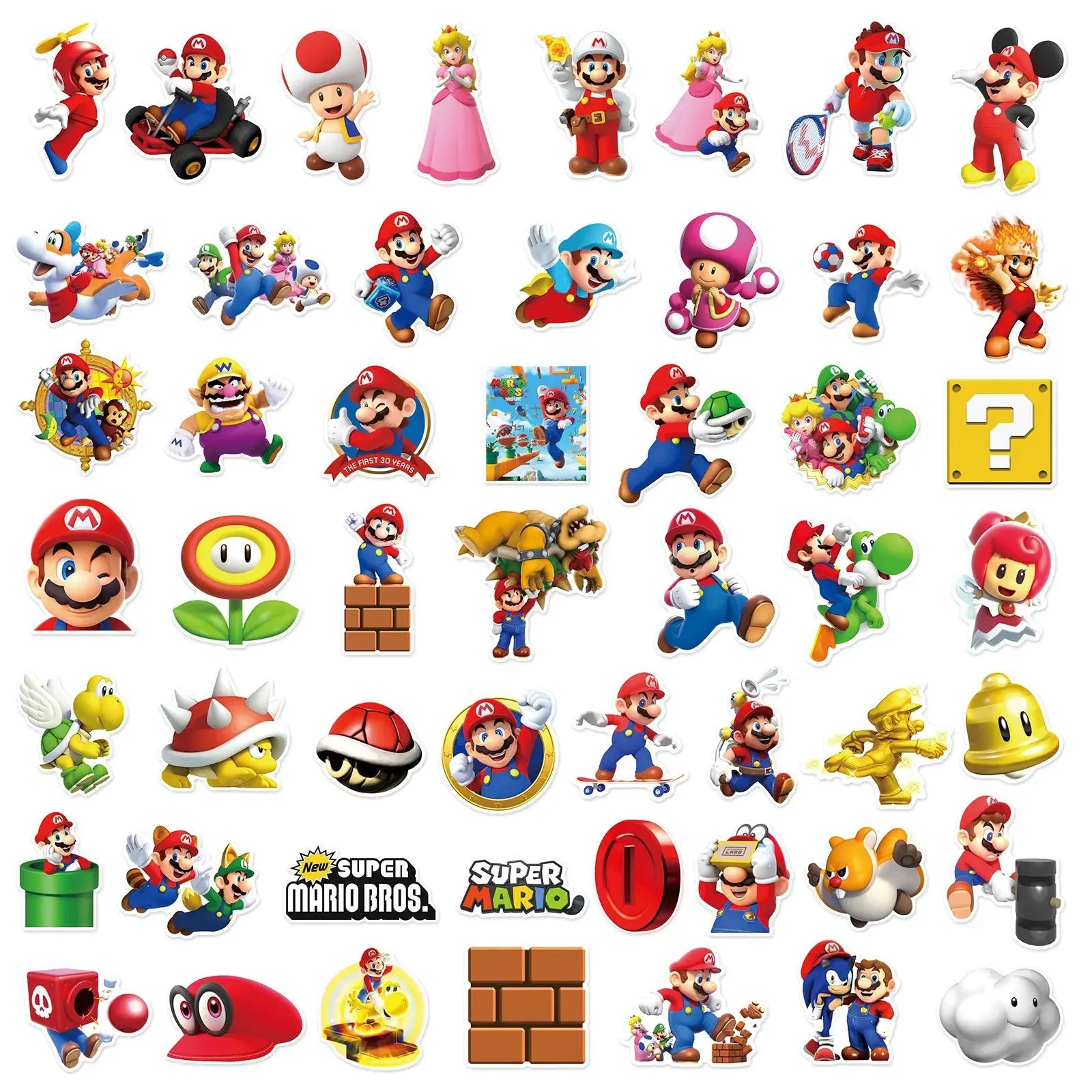 Super Mario Sticker Seti (50 Adet) Laptop Valiz Etiketi | Sticker Master - Sticker Master