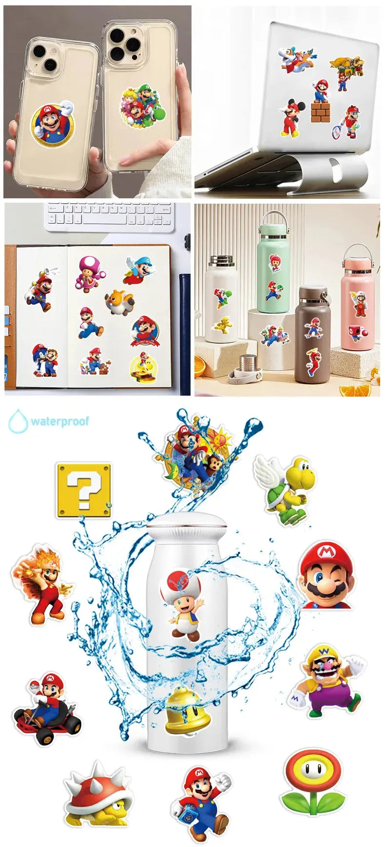 Super Mario Sticker Seti (50 Adet) Laptop Valiz Etiketi | Sticker Master - Sticker Master