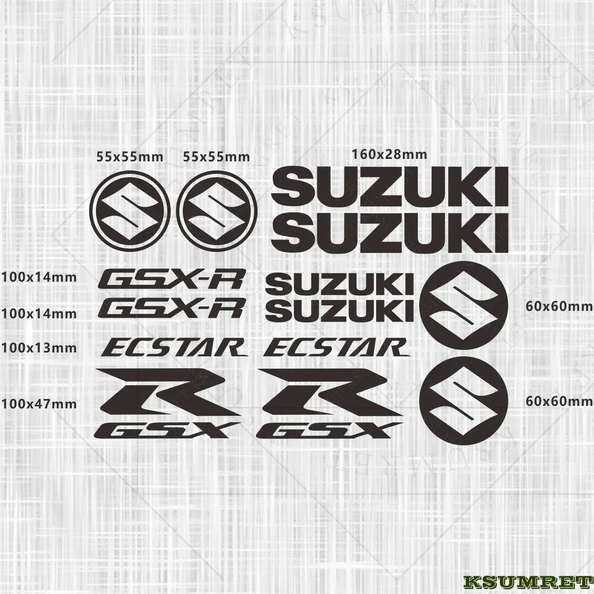 Suzuki GSXR Sticker Logo Seti Tank Kask Amblemi | Sticker Master - Sticker Master