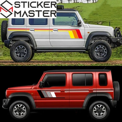 Suzuki Jimny Sticker Seti | 3 ve 5 Kapı Uyumlu Retro Sport Yan Şerit - Sticker Master