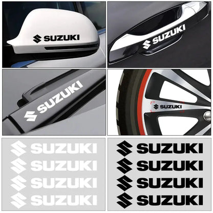 Suzuki Sticker Seti (4 Adet) | Kapı Kolu, Ayna ve Jant Logosu Sticker Master
