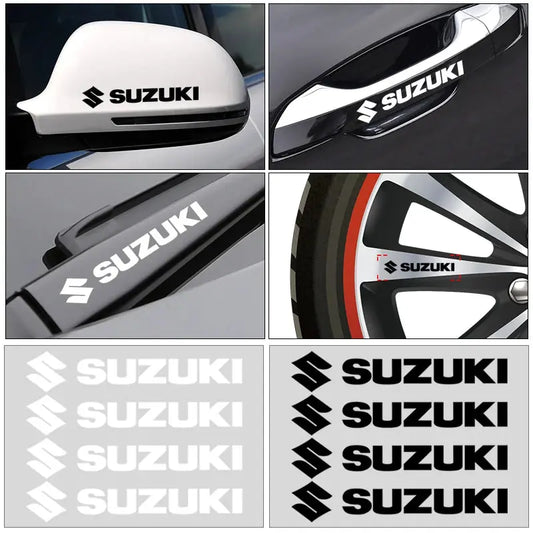 Suzuki Sticker Seti (4 Adet) | Kapı Kolu, Ayna ve Jant Logosu Sticker Master