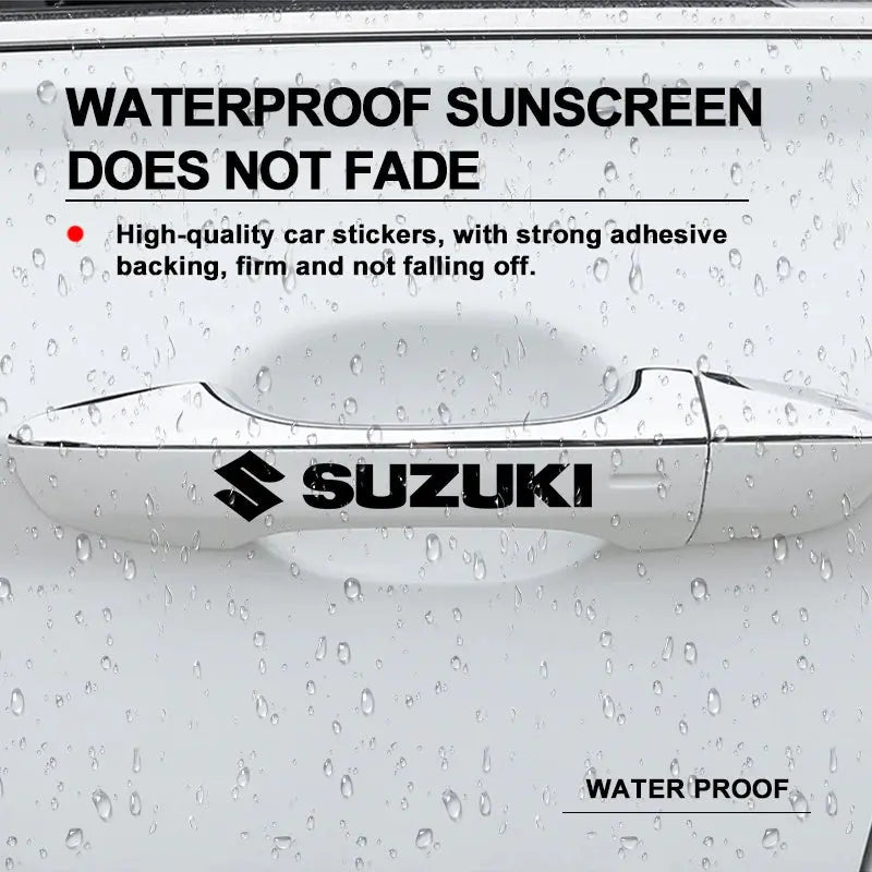 Suzuki Sticker Seti (4 Adet) | Kapı Kolu, Ayna ve Jant Logosu Sticker Master