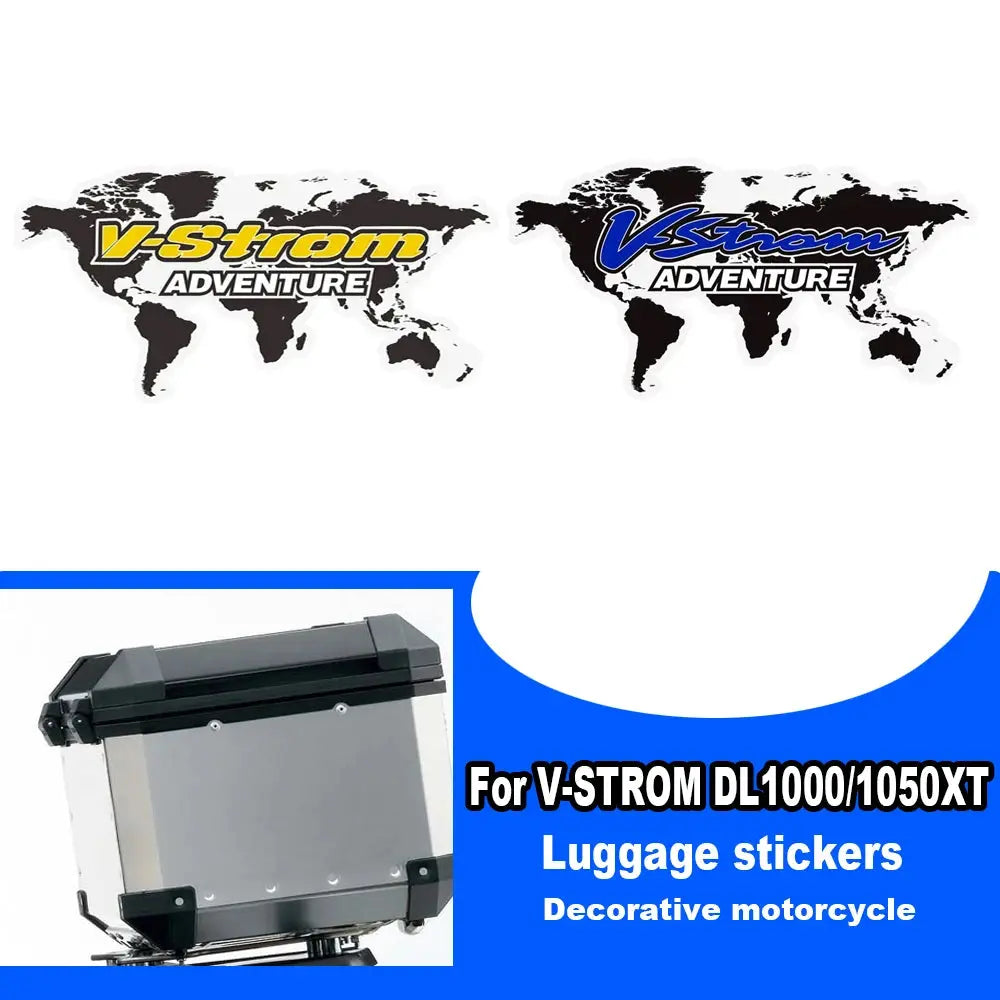 Suzuki V-Strom Çanta Sticker Seti | Dünya Haritalı Adventure Topcase Etiketi Sticker Master