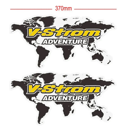 Suzuki V-Strom Çanta Sticker Seti | Dünya Haritalı Adventure Topcase Etiketi Sticker Master