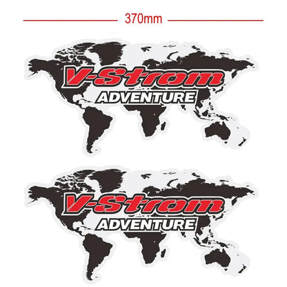 Suzuki V-Strom Çanta Sticker Seti | Dünya Haritalı Adventure Topcase Etiketi Sticker Master