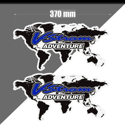 Suzuki V-Strom Çanta Sticker Seti | Dünya Haritalı Adventure Topcase Etiketi Sticker Master