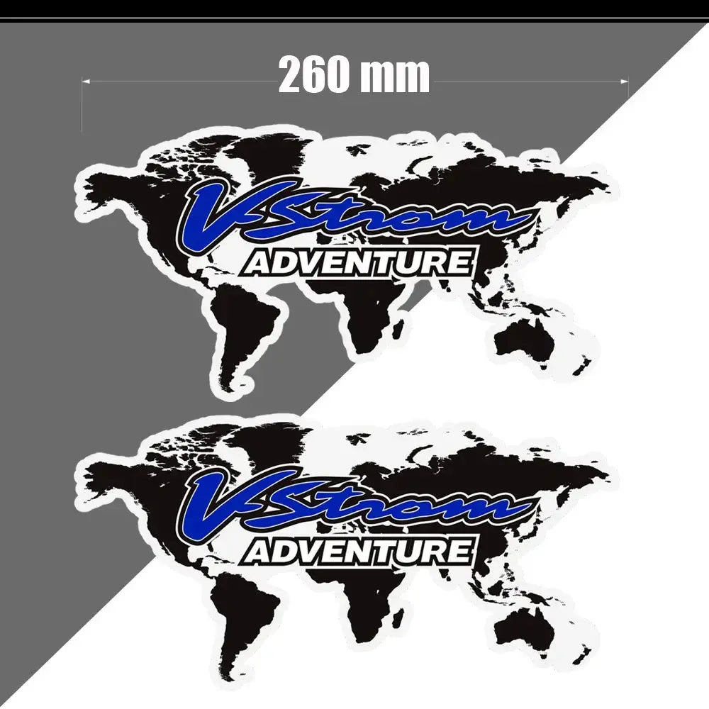 Suzuki V-Strom Çanta Sticker Seti | Dünya Haritalı Adventure Topcase Etiketi Sticker Master
