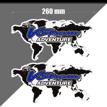Suzuki V-Strom Çanta Sticker Seti | Dünya Haritalı Adventure Topcase Etiketi Sticker Master