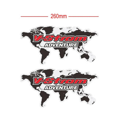 Suzuki V-Strom Çanta Sticker Seti | Dünya Haritalı Adventure Topcase Etiketi Sticker Master
