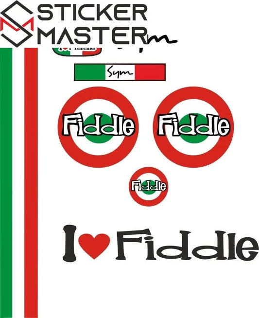 Sticker Master Sym Fiddle Set-2 Sticker Seti Motor, Kask, Laptop, Araba, Oto Araç İçin Dayanıklı Etiket Decal