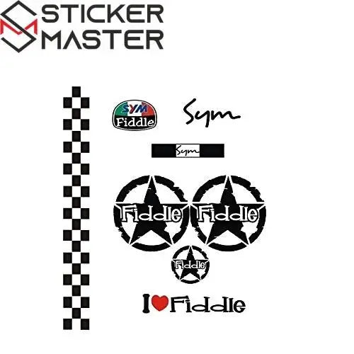 Sticker Master Sym Fiddle Sticker Set-1 Sticker Seti Motor, Kask, Laptop, Araba, Oto Araç İçin Dayanıklı Etiket Decal