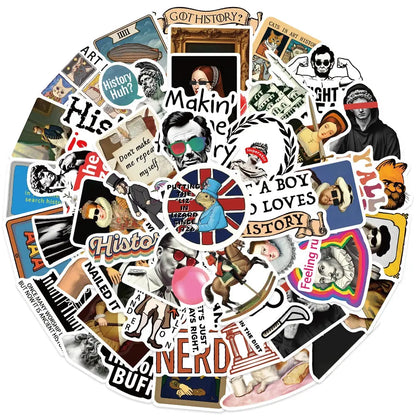 Sticker Master 50 adet Komik Karikatür Tarih Karakterleri Çıkartmalar Bagaj Dizüstü Gitar Telefon Bisiklet Su Geçirmez Graffiti Vinil Sticker Etiket - Sticker Master