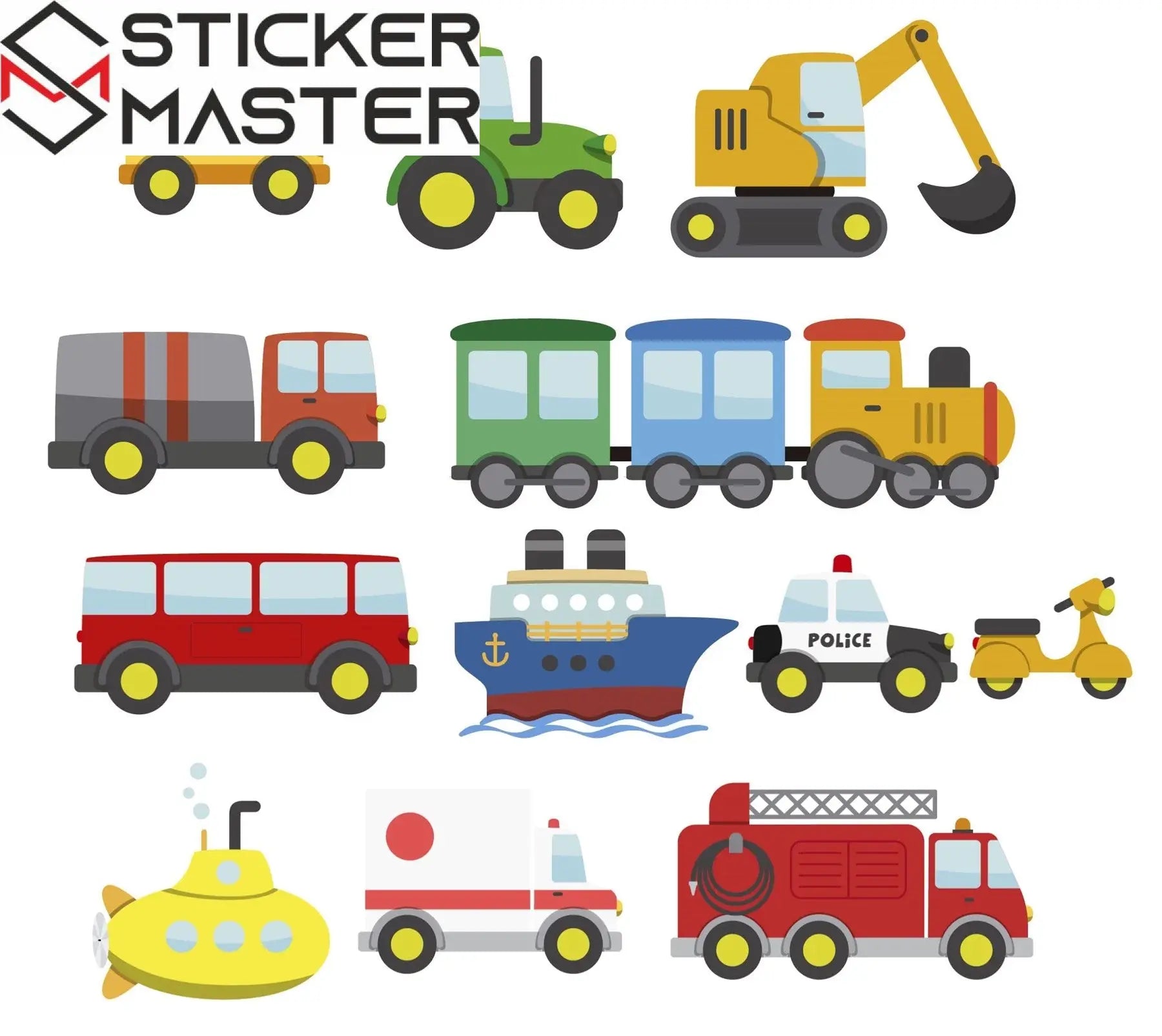 Sticker Master Küçük Araçlar Çocuk Odası Duvar