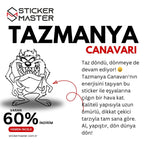 Sticker Master Tazmanya Canavarı Kontur Sticker – 15 cm Siyah Beyaz Çizgi Tasarım