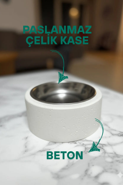 Sticker Master Beton Kedi ve Köpek Mama Kabı – Şık ve Dayanıklı Tasarım - Sticker Master