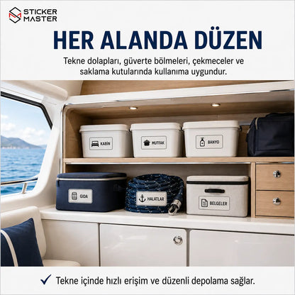 Tekne ve Yat Bolum Duzenleme Etiket Seti 24 Parca