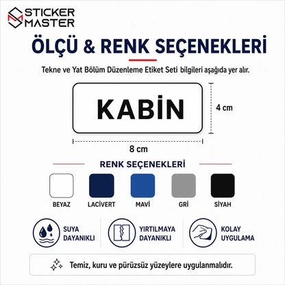 Tekne ve Yat Bolum Duzenleme Etiket Seti 24 Parca olculer