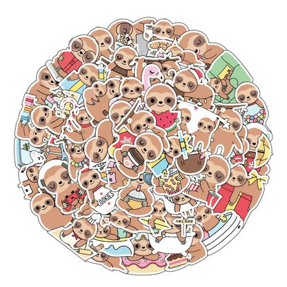 50’li Sevimli Tembel Hayvan Sticker Seti | Sticker Master - Sticker Master