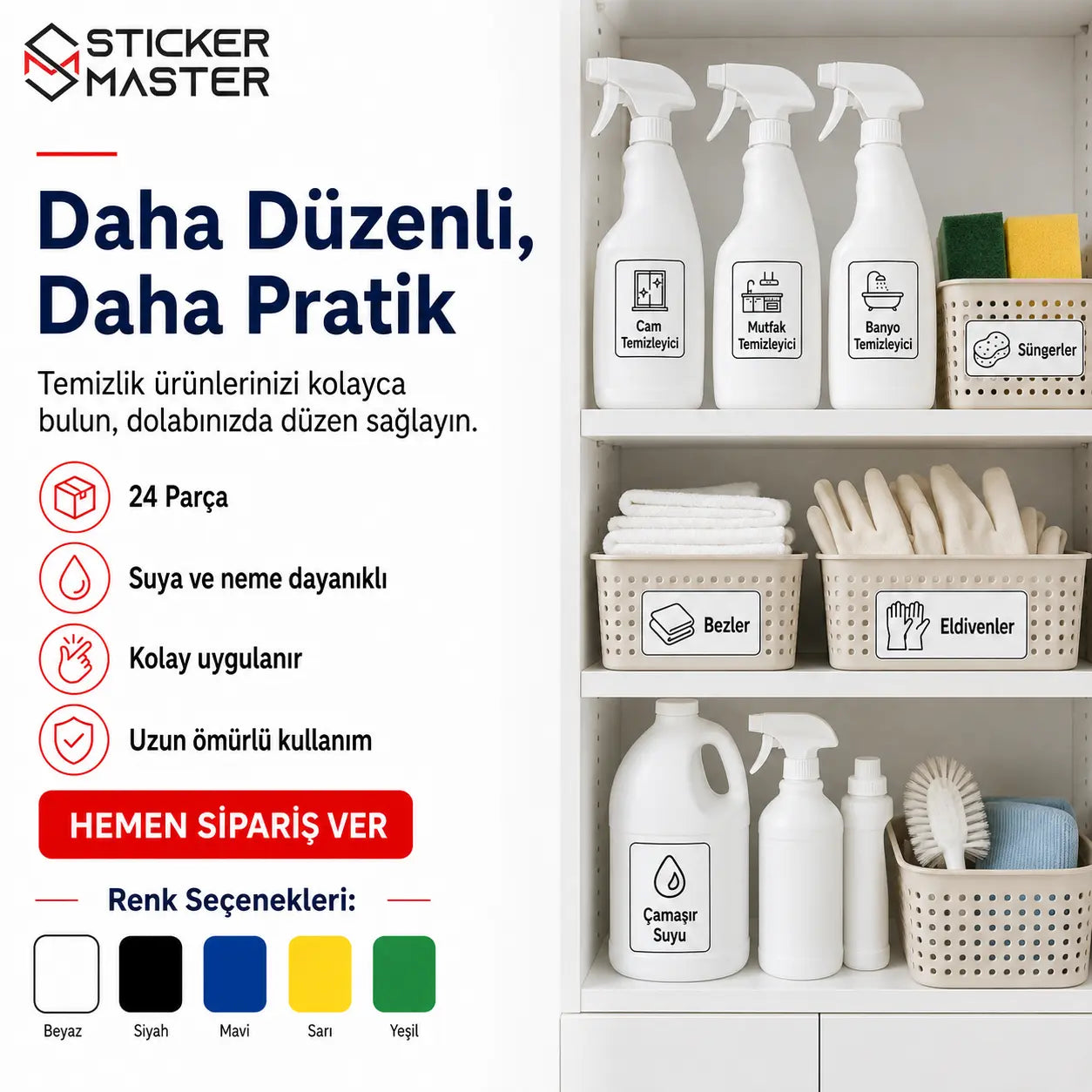 Temizlik Malzemeleri Dolap Etiket Seti ads