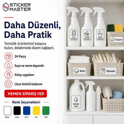 Temizlik Malzemeleri Dolap Etiket Seti ads