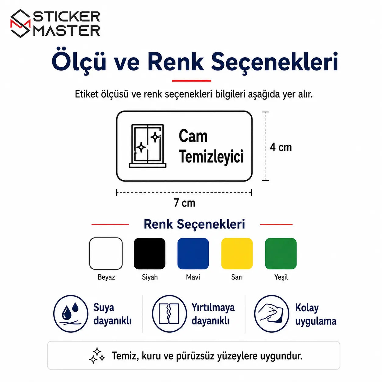 Temizlik Malzemeleri Dolap Etiket Seti olcu