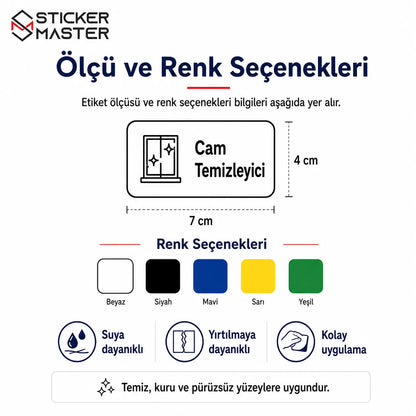 Temizlik Malzemeleri Dolap Etiket Seti olcu