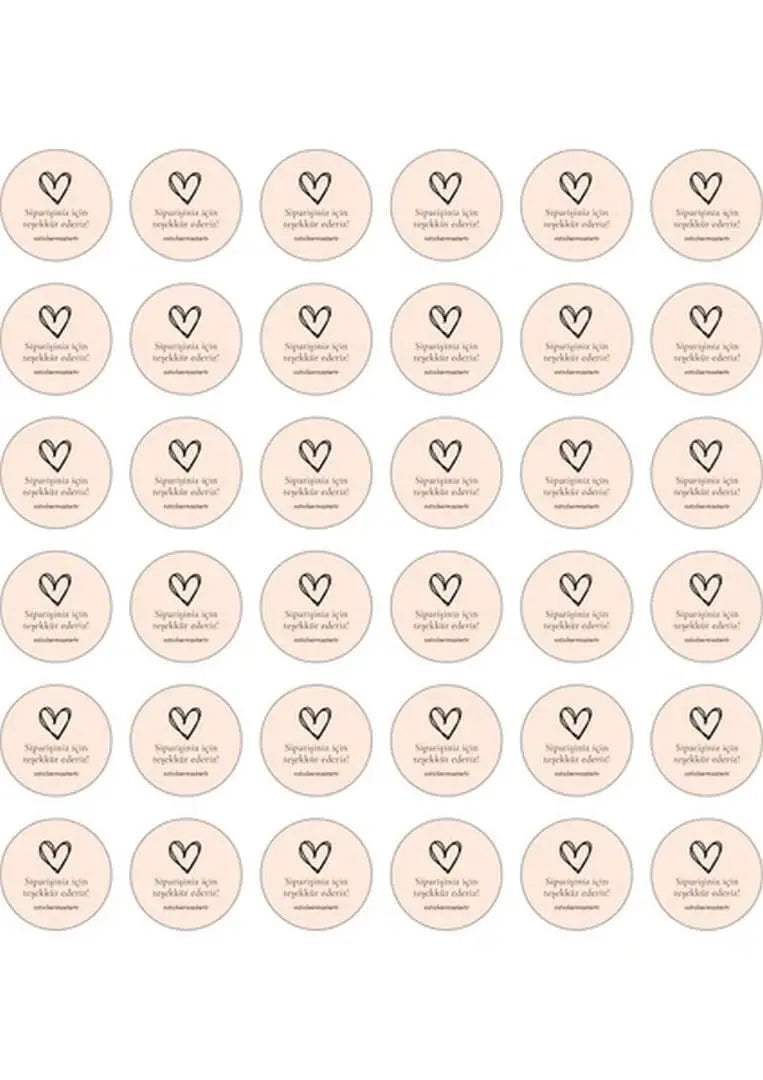 Sticker Master Şirketler Için Teşekkür Ederiz Kalp Sticker Etiket Paketleme Kutu Zarf 4 X 4 Cm 50Lı