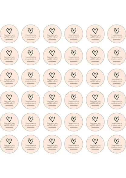 Sticker Master Şirketler Için Teşekkür Ederiz Kalp Sticker Etiket Paketleme Kutu Zarf 4 X 4 Cm 50Lı