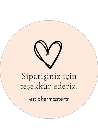 Sticker Master Şirketler Için Teşekkür Ederiz Kalp Sticker Etiket Paketleme Kutu Zarf 4 X 4 Cm 50Lı