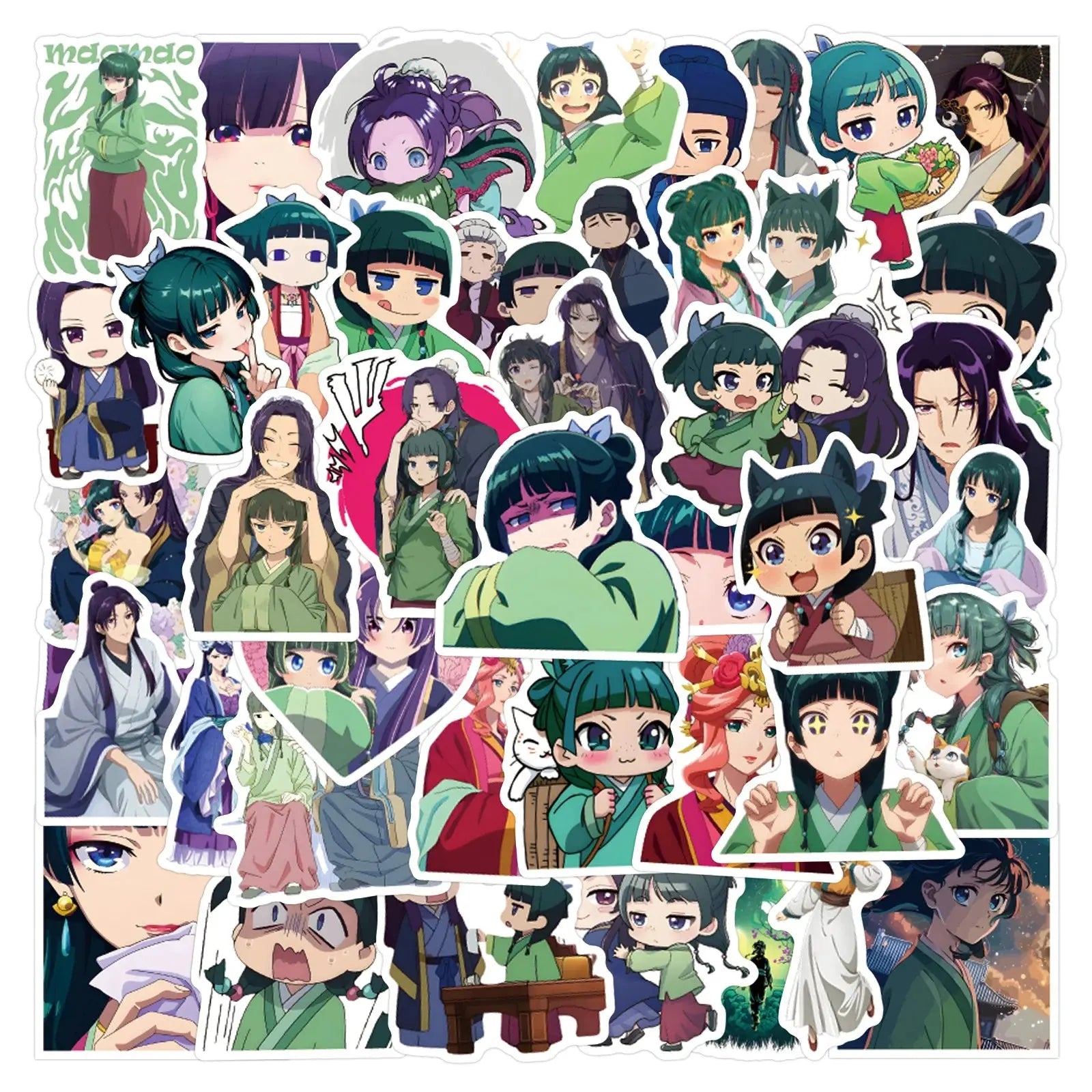 The Apothecary Diaries Sticker Seti | 60 Adet Maomao ve Jinshi Anime Decal Paketi - Sticker Master