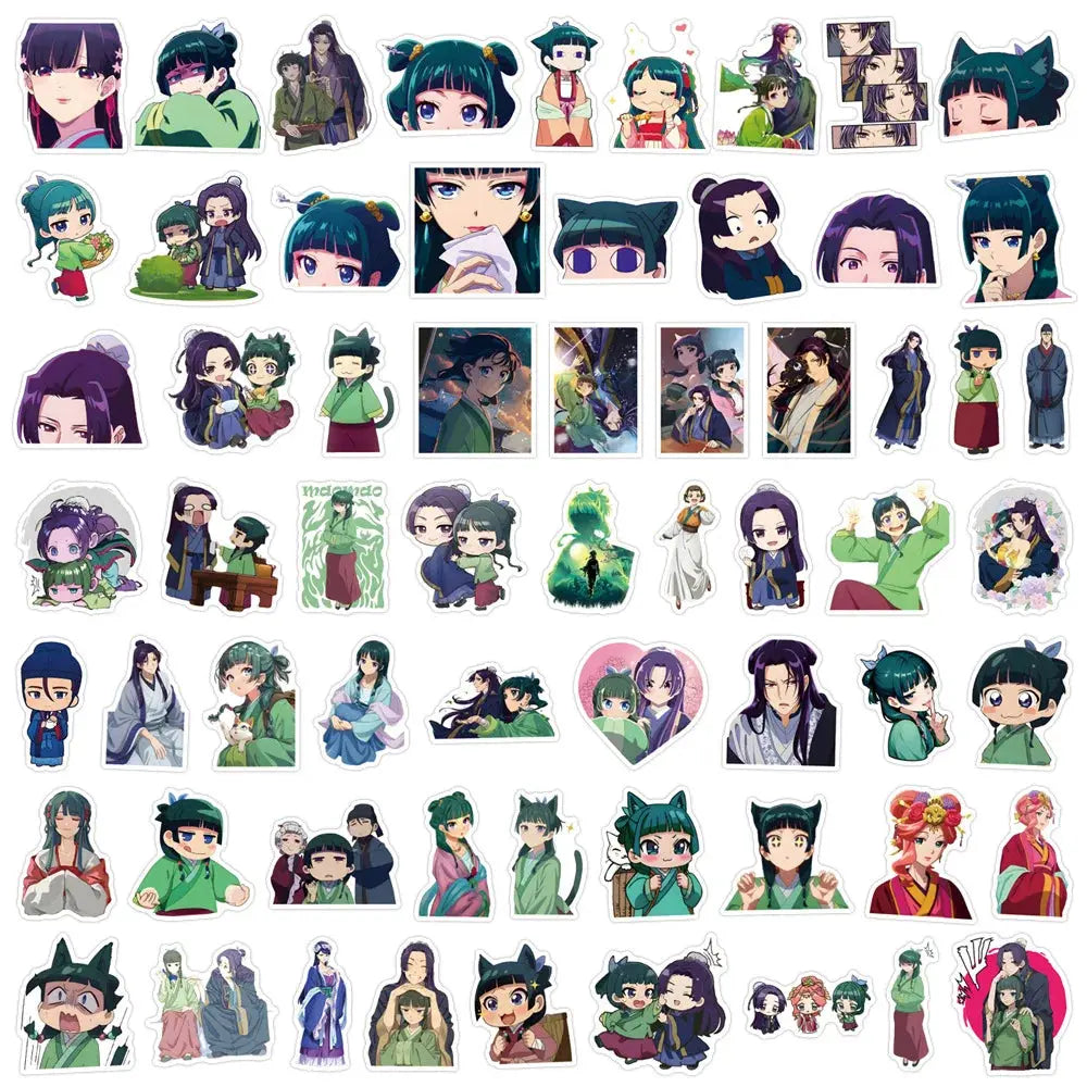 The Apothecary Diaries Sticker Seti | 60 Adet Maomao ve Jinshi Anime Decal Paketi - Sticker Master