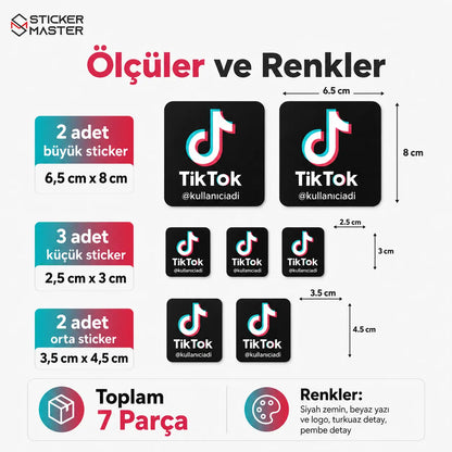TikTok Kullanıcı Adı Seti 7 Parça Sticker ölçüler