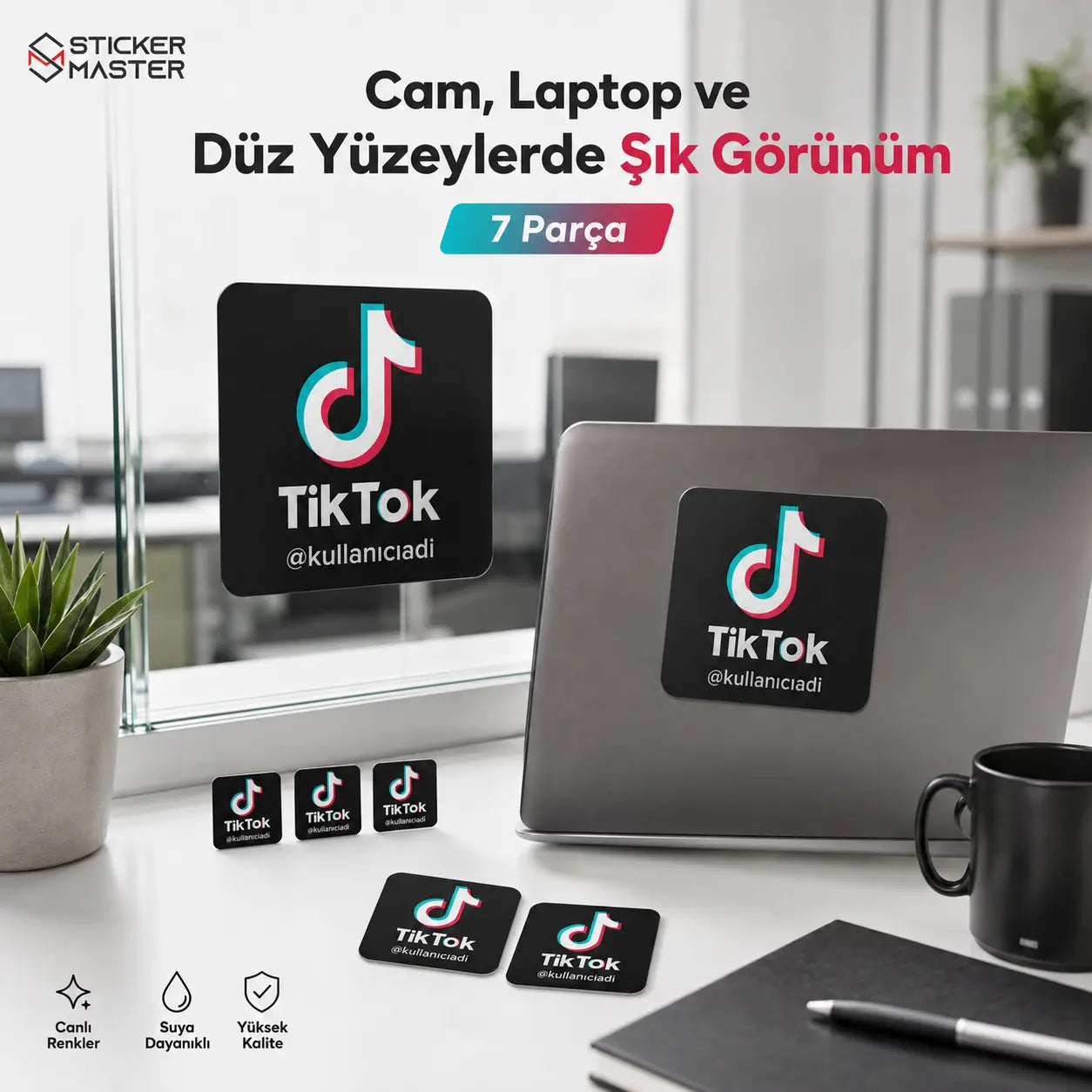 TikTok Kullanıcı Adı Seti 7 Parça Sticker mockup