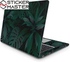 Tropikal Yaprak Desenli Laptop Sticker Koyu Yeşil Set | Sticker Master