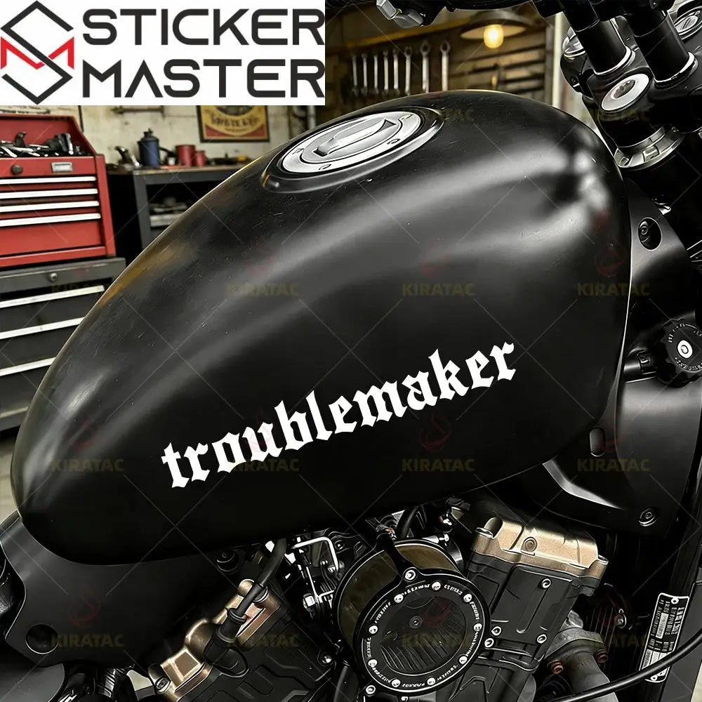 Troublemaker Motor ve Kask Sticker | 18 cm Su Geçirmez Etiket Sticker Master