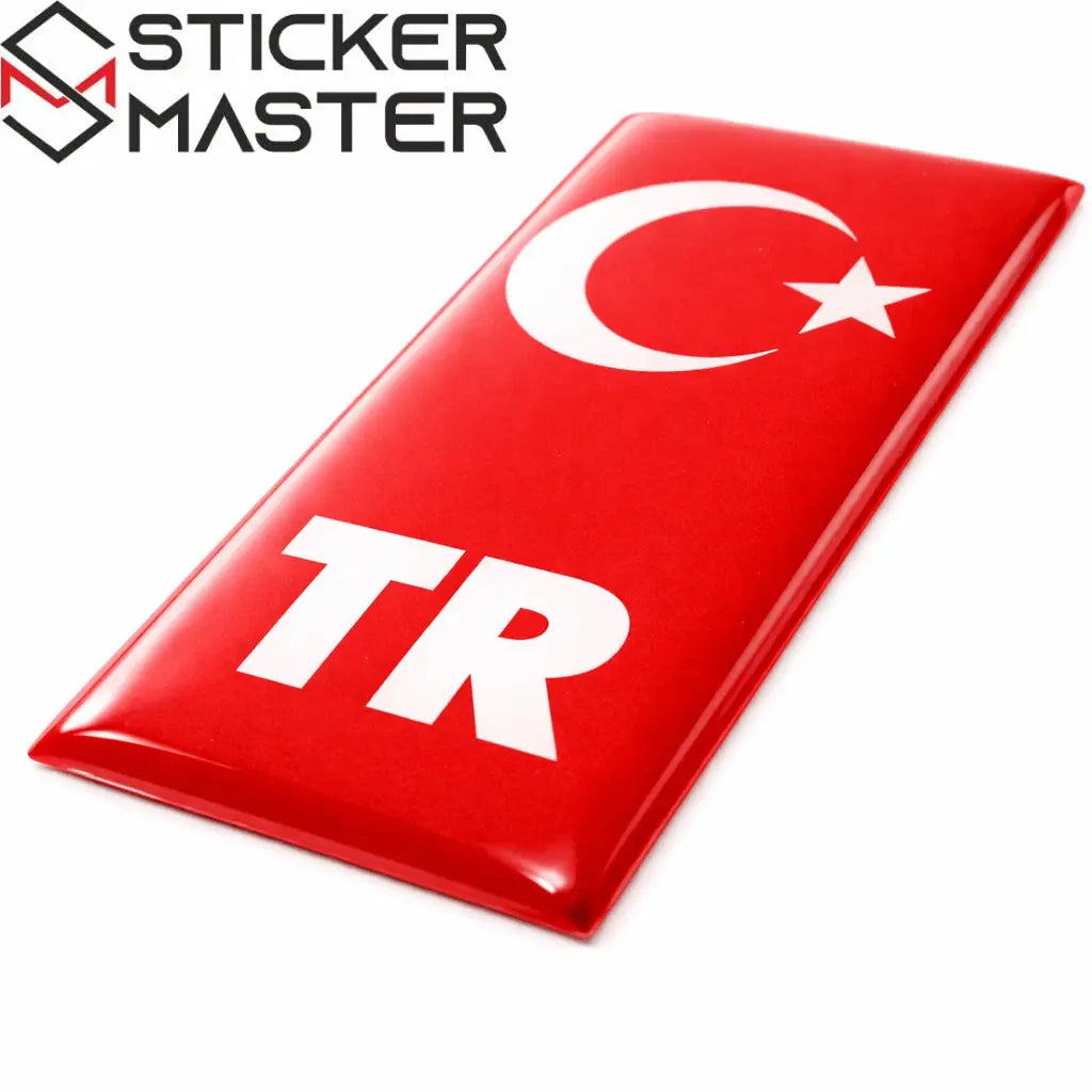 Türk Bayrağı Plaka Damla Sticker | Su Geçirmez Solmaz (2 Adet) 10x4 cm - Sticker Master