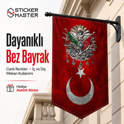 Turk Bayragi Osmanli Tugrasi Dayanikli Bez Bayrak | Hediye Ataturk Sticker