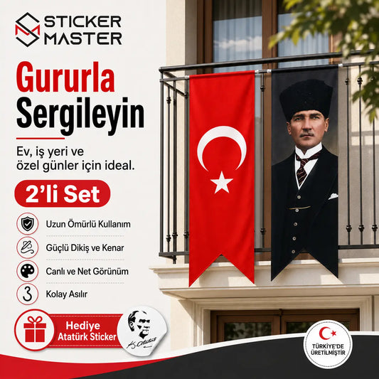 Turk Bayragi ve Ataturk Kirlangic Bayrak Takimi | Hediye Ataturk Sticker