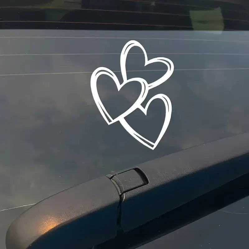 Üç Kalp Araba Cam Stickerı 11x15 cm | Sticker Master Sticker Master