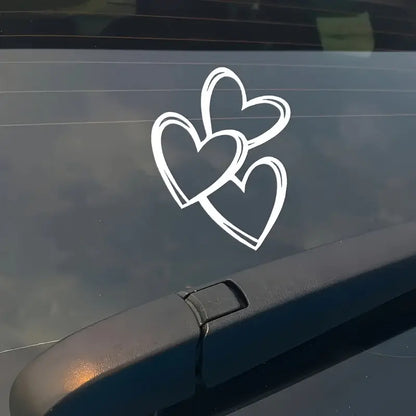 Üç Kalp Araba Cam Stickerı 11x15 cm | Sticker Master Sticker Master