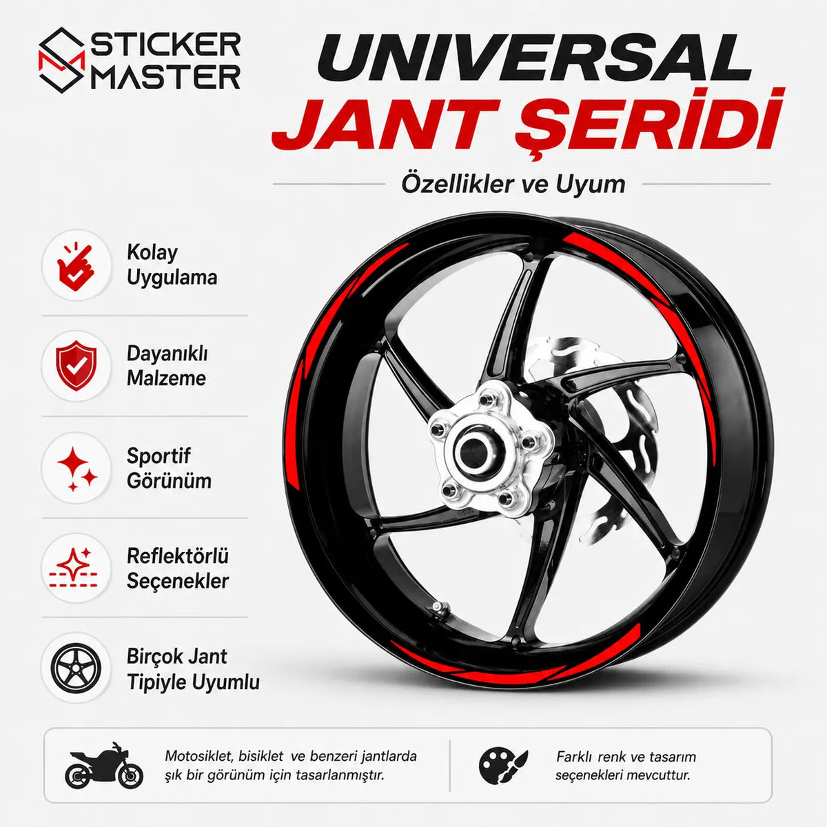 Universal Jant Seridi Renk Secenekli Sticker Master detay