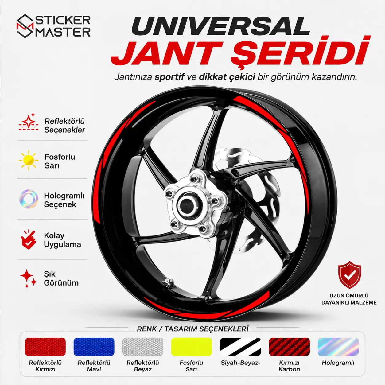 Universal Jant Seridi Renk Secenekli Sticker Master detay renkler full
