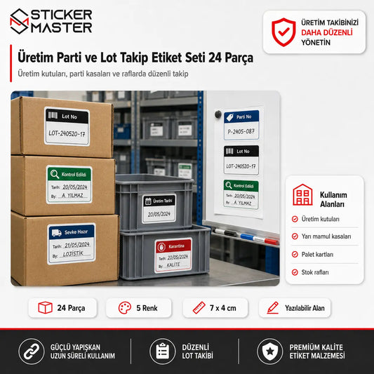 Uretim Parti ve Lot Takip Etiket Seti 24 Parca