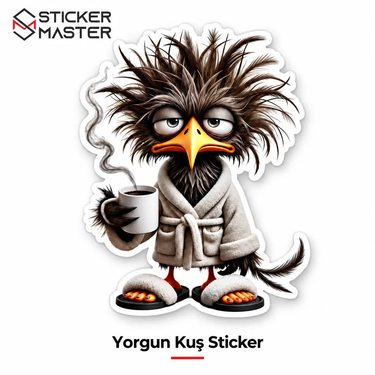 Uykusuz Kus Sticker | Kahve Sever Komik Dekal 