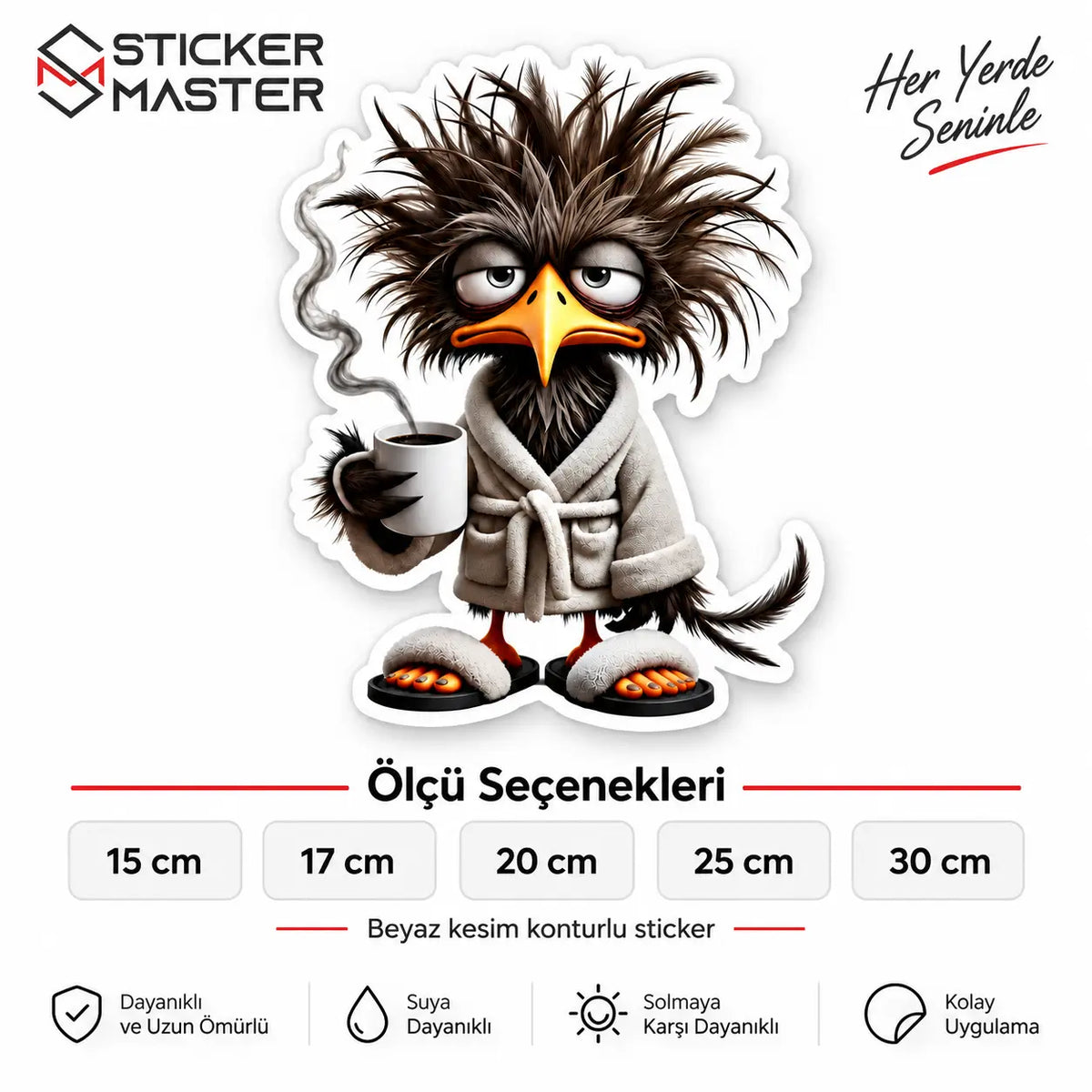 Uykusuz Kus Sticker | Kahve Sever Komik Dekal olculer