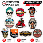 Vespa Uyumlu Küçük Boy 10'lu Dekoratif Sticker Seti
